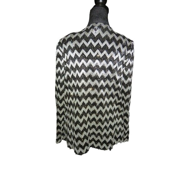 Alex Evenings Embellished Sequined Black & White Chevron Cocktail Shell & Jacket - Picture 2 of 7